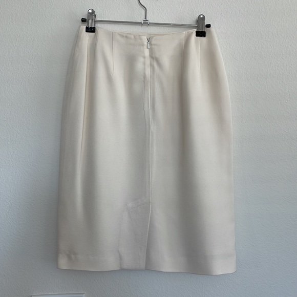 Ellen Tracy Creamy White Ivory 100% Silk Pencil Skirt - Picture 3 of 5